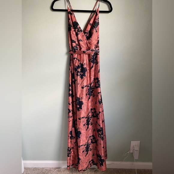 Lulus Tea Gardens Rusty Rose Floral Print Satin Maxi Dress - Picture 6 of 12